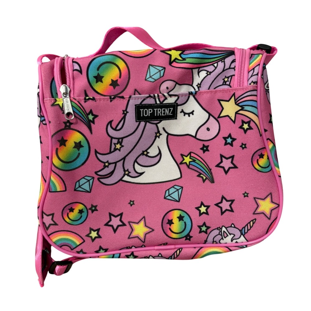 Top Trenz Unicorn Toiletry Bag Kids OS Pink Rainbow Hanging Travel Organizer Bag